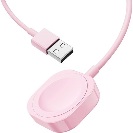 FU1999Compatible for Apple Watch Charger USB, 0.5M Fast Charging Cable, Compatible with Apple Watch Series 10 9 8 7 6 5 4 3 SE SE2 Ultra, Magnetic Charging Cord for iWatch Charger- 1.6ft, Pink