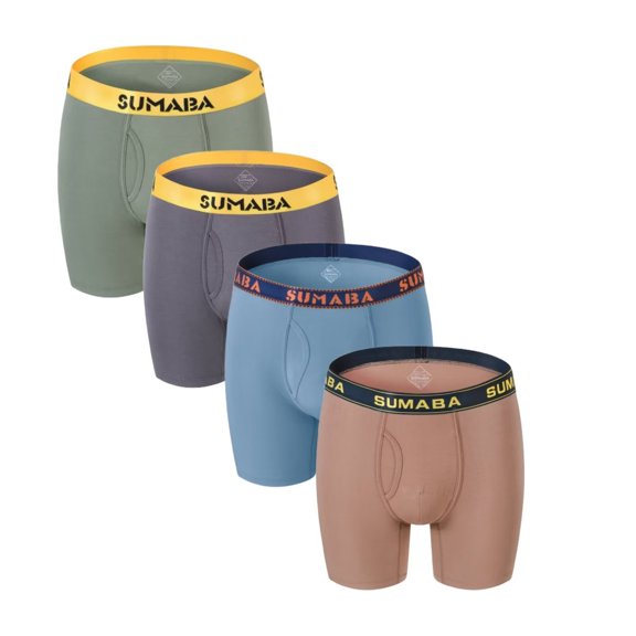 ZAIGGUT Men's Boxer Briefs Bamboo Viscose Bulge Enhancing Pouch Breathable 4Pack Multi01 M