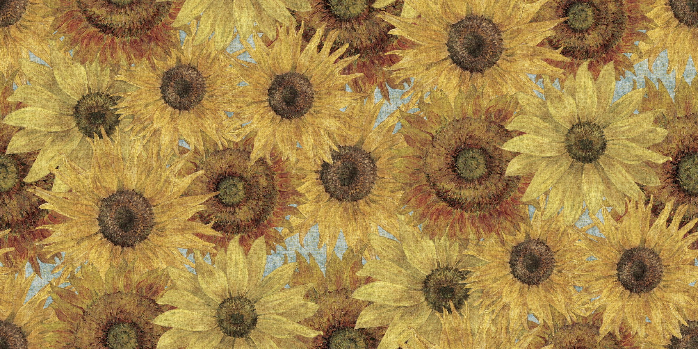 Tuscan Reflection Packed Sunflowers Fabric By The Yard