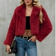thumbnail image 4 of jtjvou Womens Ladies Warm Faux Furry Fashion Coat Jacket Winter Solid Color Turn Down Collar Outerwear CoatRed XXXL, 4 of 7