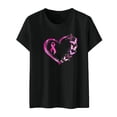 thumbnail image 2 of Lenago Hauts d'Été Mode Décontractée Femmes Manches Courtes Imprimé Dames Manches Courtes Col Rond Blouses Hauts T-Shirt Cancer du Sein Chemises pour Femmes en Liquidation, 2 of 4