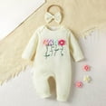 thumbnail image 2 of Yindaity Baby Girl Outfits Girl Clothes Rib Knit Romper Daisy Print Pants Headband Baby Clothes for Girls 0 3 6 12 18 24 Months Girl Clothes Beige,9-12 Months, 2 of 9