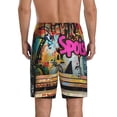 thumbnail image 4 of Lsque Graffiti Lamp Urban Scene Mens Sleep Pajama Shorts,Short Pajama Pants, Cotton Ultra-Soft Knit-3X-Large, 4 of 9
