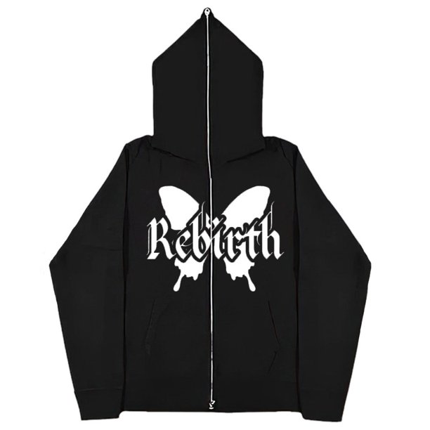 2023 Sudaderas con estampado de mariposas oscuras europeas y americanas para hombres y mujeres, sudaderas con capucha góticas para parejas, sudaderas con cremallera de gran tamaño Harajuku