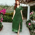 thumbnail image 4 of Women's Sparkle Sheer Detail V-Neck Dot Sequin Maxi Dress - X Large, Green, 4 of 6