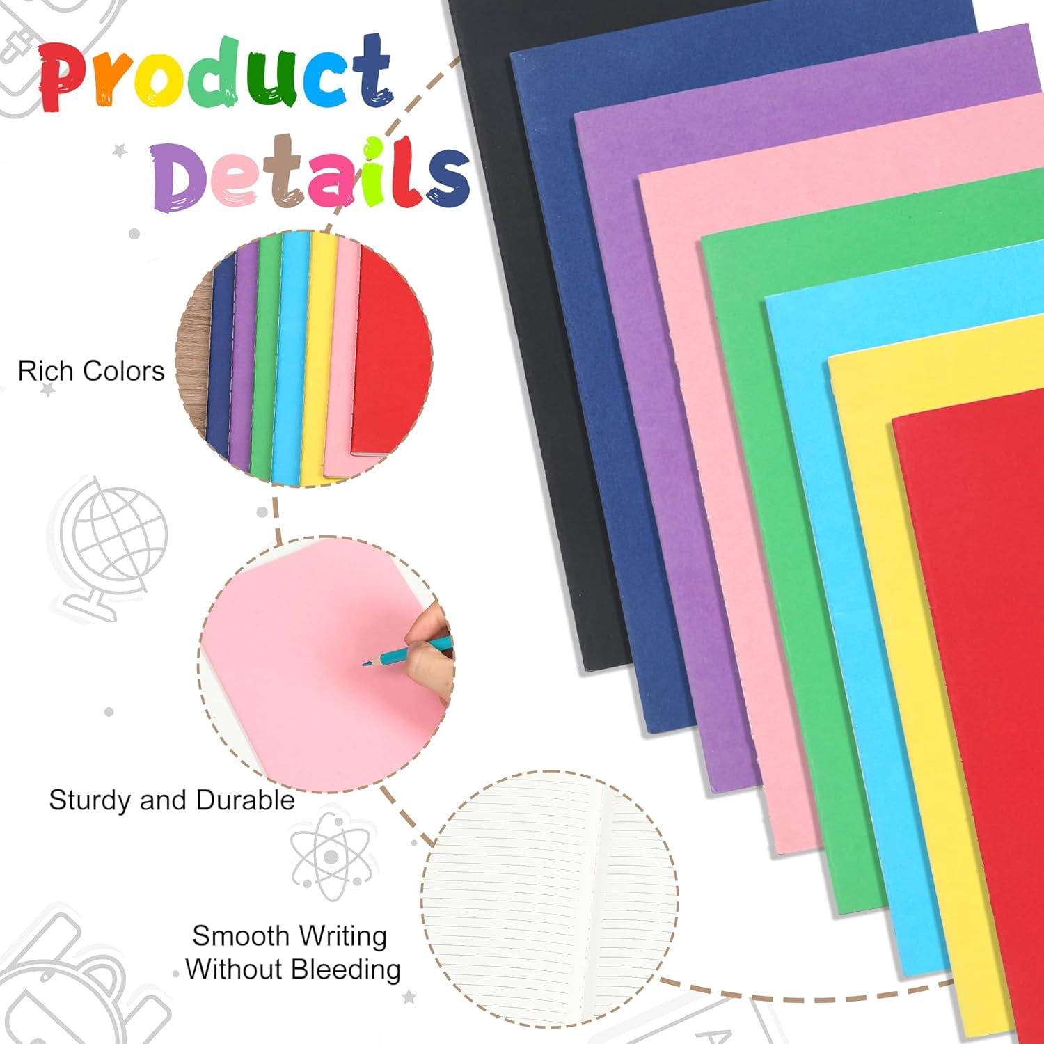 24 Pack A5 Lined Notebook Journals in Bulk, Colored Kraft Cover College Ruled Subject Notebook Composition Journal for Student Busines Travelers, 8.3x5.5 Inches, 80 GSM, 60 Pages/30 Sheets