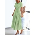 thumbnail image 4 of PRETTYGARDEN Womens Summer Maxi Dress Short Sleeve V Neck Hollow Out Eyelet A Line Long Flowy Beach Vacation Dresses, 4 of 9