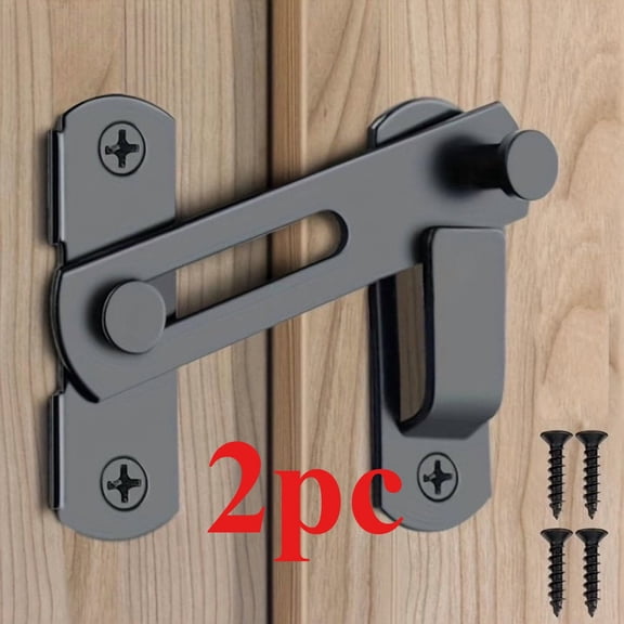 2 Pcs Stainless Steel Barn Door Latch, Black Sliding Gate Flip Lock Door Bolt