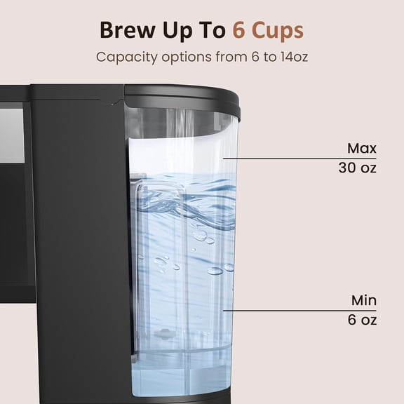 Iced Coffee Maker, Single Serve Coffee Maker with 3 Brewing Options for K Cup Pod or Ground Coffee, 30oz Removable Water Reservoir & Reusable Filter, Ideal for Home & Office, Black
