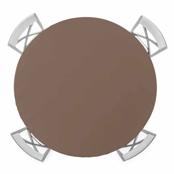 Solid Color Elastic Fitted Round Table Cover Brown Waterproof Outdoor Tablecloth for Holiday Party, Picnic, Patio & Dining Fits Tables Up to 36"-44"