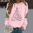 thumbnail image 1 of Chandails d'Hiver Grande Taille pour Femmes Chandail à Capuche Imprimé Tête de Cerf de Noël Col Rond Manches Longues Chandail en Molleton Drôle Rose m, 1 of 5