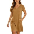 thumbnail image 2 of Aofany Women Nightgowns Soft Short Sleeve V-Neck Nightshirts Comfy Pajama T Shirt Dress Lounge Sleepwears, 2 of 7