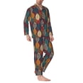 thumbnail image 2 of Naloa Autumn Leaves Men’s Pajamas Set - Long Sleeve Button Down Sleep Shirt and Pajama Bottoms Sleepwear Set-X-Large, 2 of 7