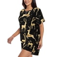 thumbnail image 2 of Bixox Women's Christmas Gold Deers Printed Pajama Set 2 Piece Lounge Set Top and Shorts Soft Pajamas, Shorts with Pockets, 2 of 7