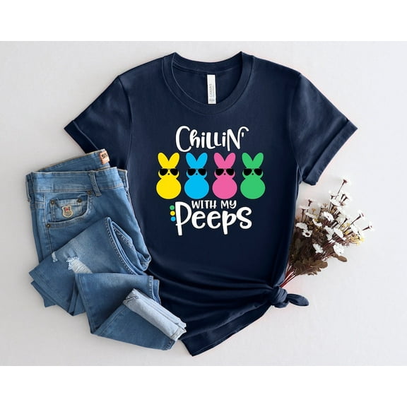 Chilling With My Peeps T-Shirt, Easter Bunny Shirt for Kids, Cute Easter Family Shirt, Happy Easter Graphic Tee
