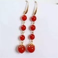 thumbnail image 2 of K-KED Natural Red agate Earrings Dangle 18KGP Chain Ms gift Beautiful FOOL'S DAY, 2 of 3