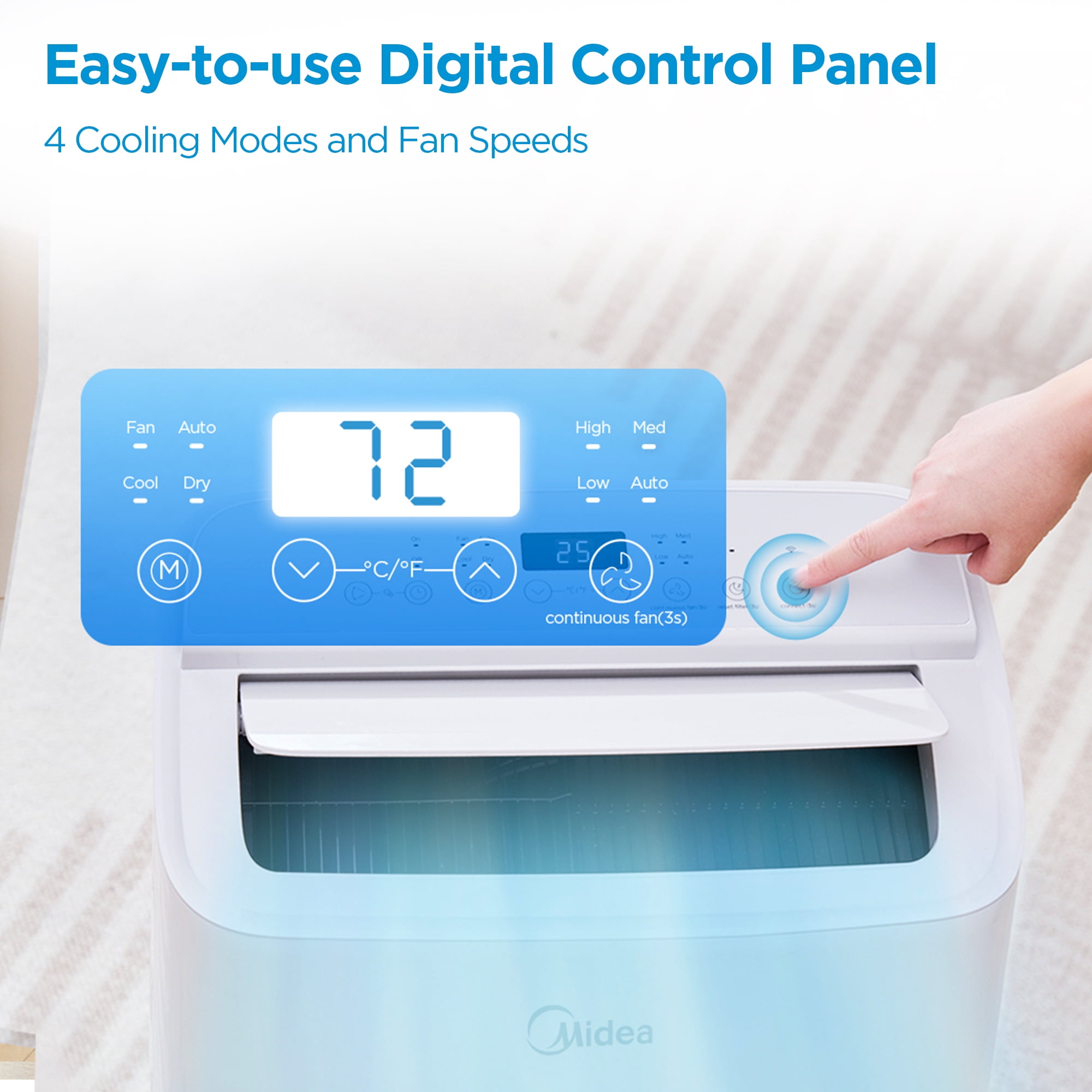 Midea 8,000 BTU SmartCool Portable Air Conditioner, For spaces up to 350 Sq. Ft, White, MAP08S1XWT-S