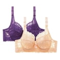 thumbnail image 6 of Paiwinds Women's Front Closure Lace Bras 2-Pack Push Up Comfort Wireless Bra No Underwire Seamless Bralette Adjustable Straps Plus Size 34B to 46D, 6 of 7