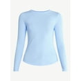 thumbnail image 5 of No Boundaries Ribbed Crewneck Tee with Long Sleeves, 1 or 2-Pack, Women's & Women's Plus XXS-XXL, 5 of 5