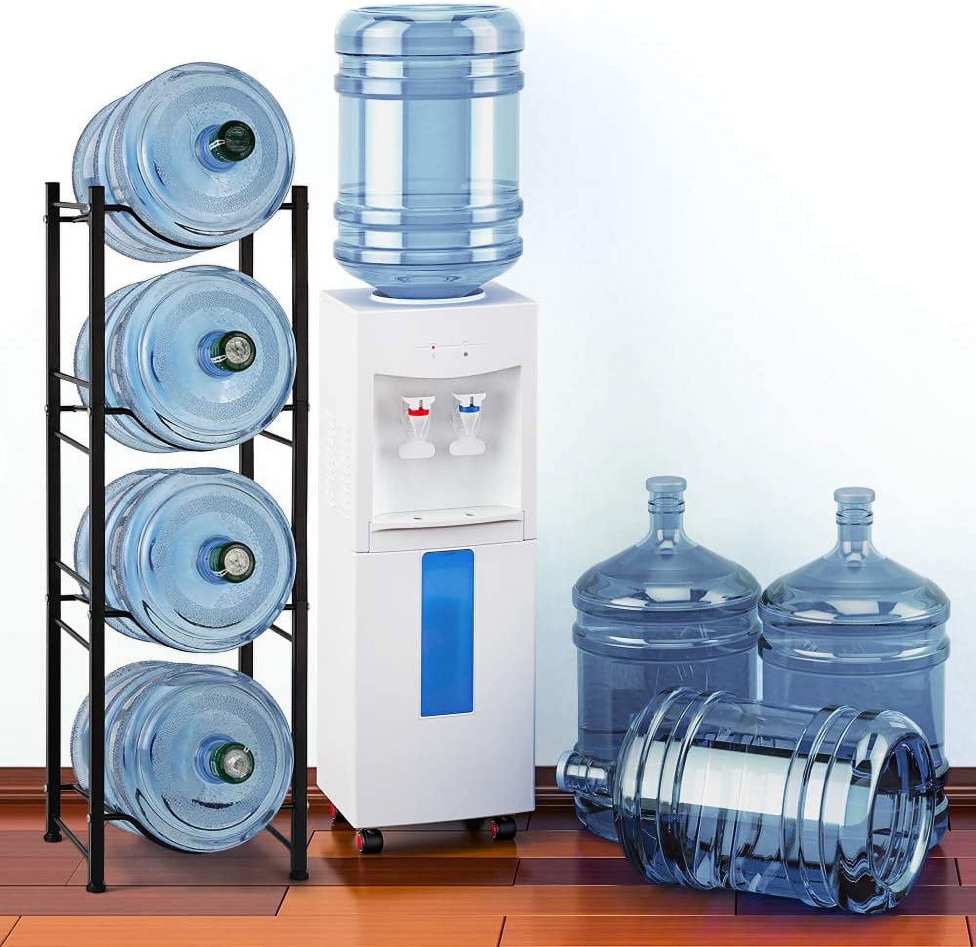 4 Tier Black Water Cooler Jug Rack, 5 Gallon Water Jug Holder Heavy Duty Storage Rack