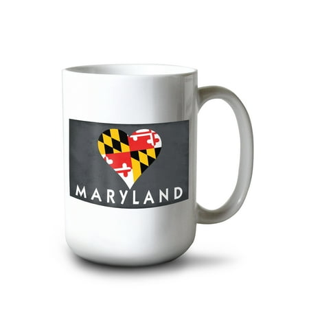 

15 fl oz Ceramic Mug Maryland Heart Flag Dishwasher & Microwave Safe