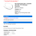 thumbnail image 2 of Rear Parking Brake Cable - Compatible with 1968 - 1973 Volkswagen Squareback 1969 1970 1971 1972, 2 of 2