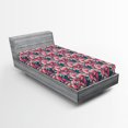thumbnail image 2 of Ambesonne Floral Fitted Sheet, Retro Wave Pattern Flowers, Twin Size, Fern Green and Pale Pink, 2 of 5
