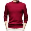 thumbnail image 3 of successthop Mens Knitted Sweaters Plus Size Fleece Long Sleeve Chunky Crewneck Knitwear Ribbed Cuff Solid Knit Tops Red, 3 of 7