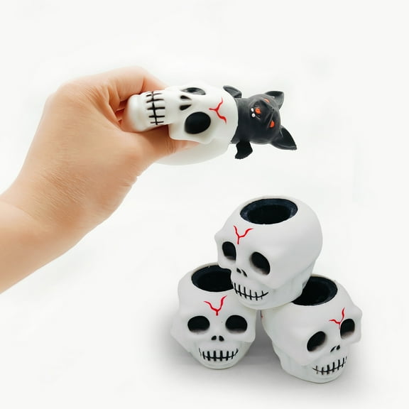 3 Halloween Skeleton Squeezing Toys, Halloween Theme Squeezing Balls - Pop up Bats, Stress Relieving Soft Balls for Party Gifts and Decorations
