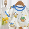 thumbnail image 5 of PEASKJP Baby Boy Matching Sets Baby Boy Clothes 3 6 12 18 Months Summer Outfit Baseball Embroidery Waffle Short Sleeve Romper & Shorts Set (Blue,2-3 Years), 5 of 6