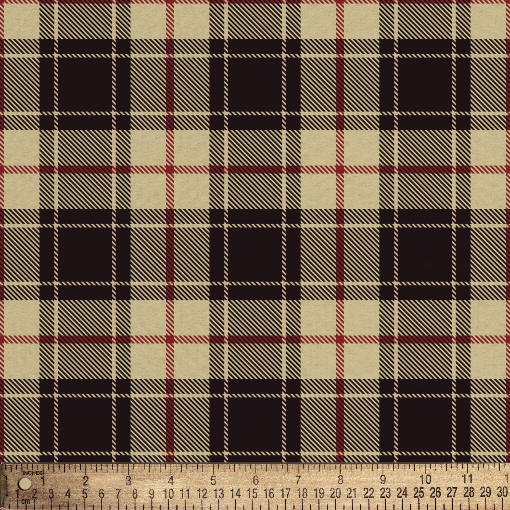 Mainstays 1.5 Yards 100% Cotton Light-weight Flannel Plaid Check, Cream, Red, 60" Wide for Crafts
