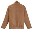 thumbnail image 6 of DondPO Puffer Jacket Womens Winter Coats For Women Warm Coat Loose Plain Quilted Coat Stand Collar Zip Up Jacket Outerwear wirh Pocket Furry Jacket Winter Jackets for Women Brown 2XL Clearance！, 6 of 9