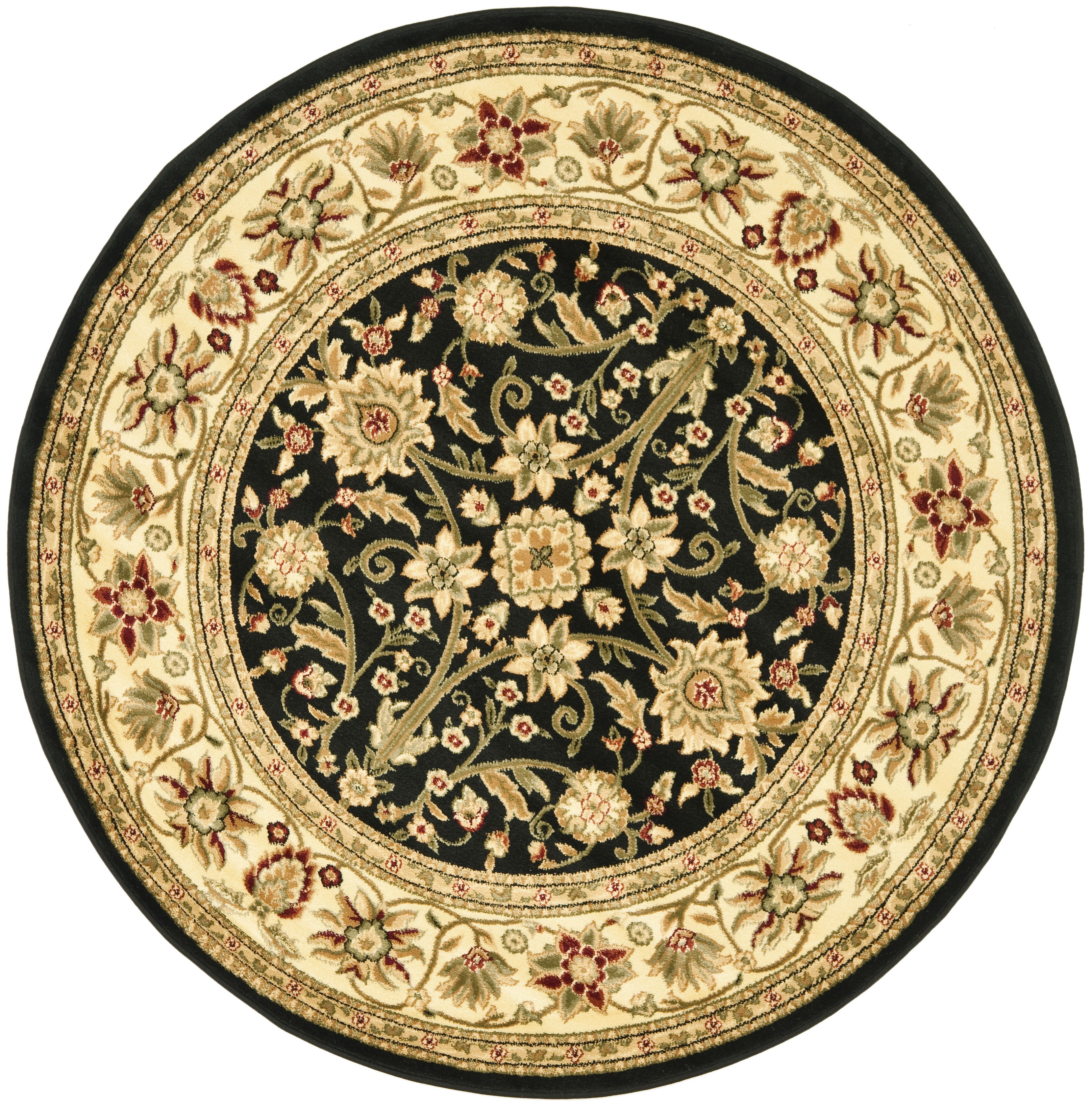 Safavieh Lyndhurst Victoria Floral Area Rug, Black/Ivory, 10' x 10' Round