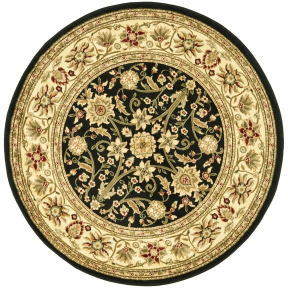 SAFAVIEH Lyndhurst Victoria Floral Area Rug, Black/Ivory, 10' x 10' Round