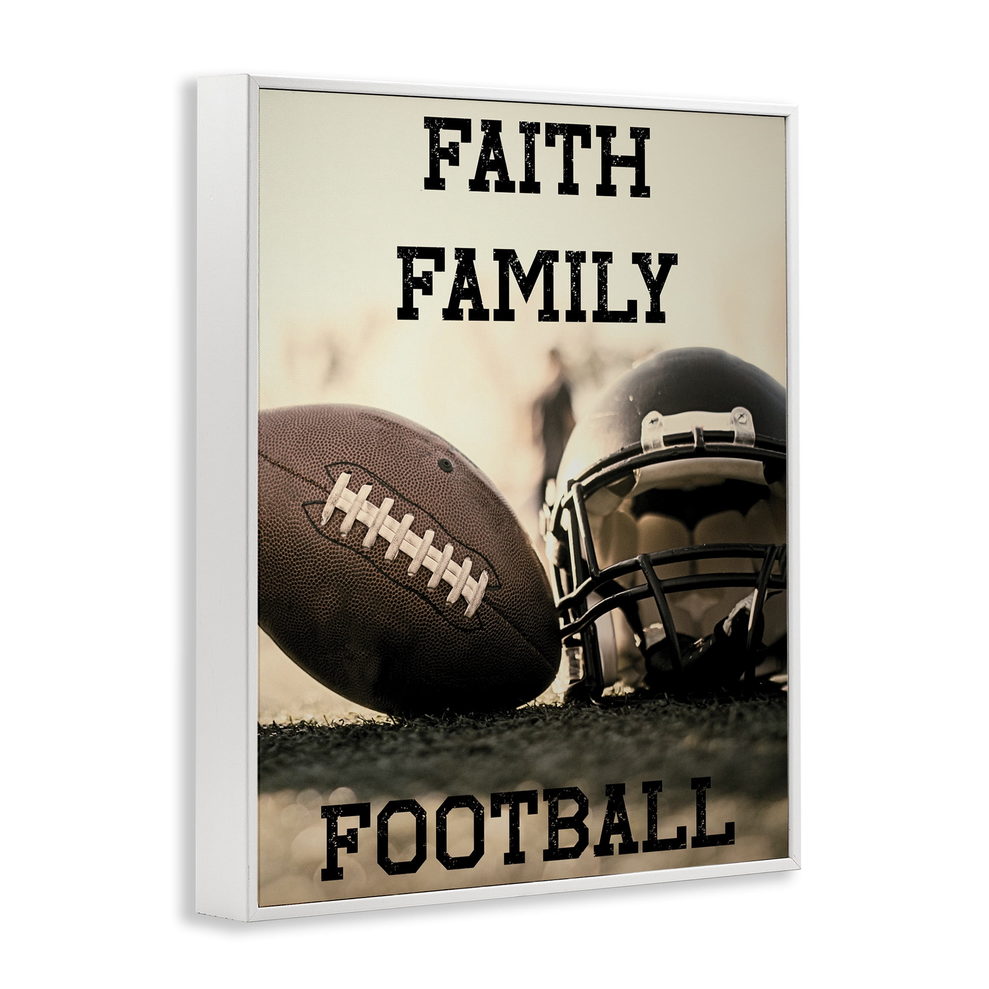 Stupell Industries Faith Family Football White Framed Giclee Art, design by Jesse Keith