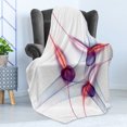 thumbnail image 4 of Spires Soft Flannel Fleece Throw Blanket, Contemporary Graphic of Artisan Spiral Molecular Wavy Scientific Theme Cell Print, Cozy Plush for Indoor and Outdoor Use, 50" x 60", Red Blue, by Ambesonne, 4 of 5