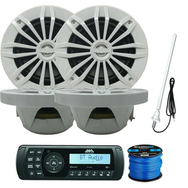 Jensen Marine Audio MA200 AM/FM/USB/Bluetooth Waterproof Stereo, 4 x