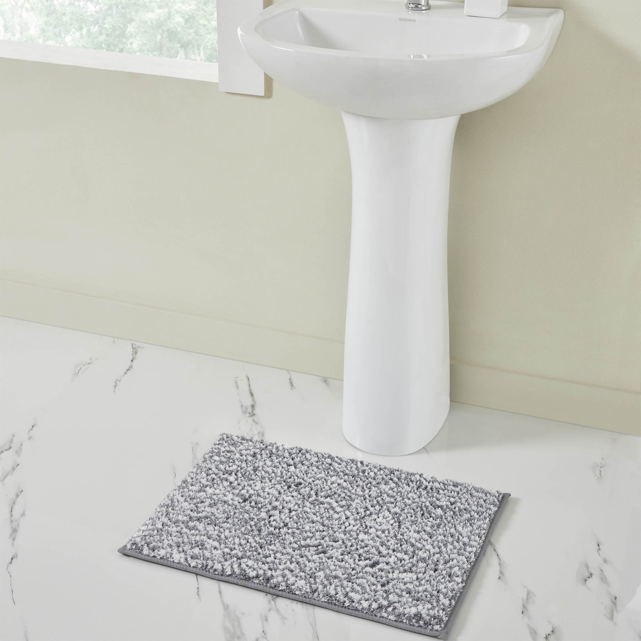 VCNY Home Heathered Grey Memory Foam Bath Rug, 17" x 24"