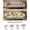 thumbnail image 3 of Floral Gnomes Sofa Covers for 3 Cushion Couch,Washable Sectional & L Shape Couch Covers for Dog/Cat/Kid,White Summer Bee Spring Eucalyptus Checkered Non Slip Sofa Slipcover Futon Cover 71x150, 3 of 8