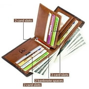 Mens Leather RFID Bifold Wallet, Genuine Leather 11 Card Slots Wallet Credit Card Holder
