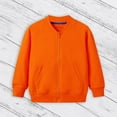 thumbnail image 2 of Full Zipper Cotton Baseball Outwear, Zip Up Cotton Bomber Jacket Casual Kids Bomber Outwear Toddler Full Zip Outwear Baby Solid Color Jacket Lightweight Toddler Jacket, Orange 110, 2 of 8