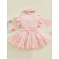 thumbnail image 3 of Happy Cherry Newborn Summer Romper Dress Baby Girl Mesh Bodysuit Infant Tutu Dress Sleeveless Flowers Lace Cotton Jumpsuits with Headband 6-12 Months, 3 of 7