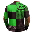 thumbnail image 5 of GrmtClth Halloween Holiday Party Long Sleeve Tops Men Stand Collar Snap Closure Color Block Patchwork Scary Witch Ghost Skeleton Graphic Casual Beach Golf Shirts Light Green XL, 5 of 6