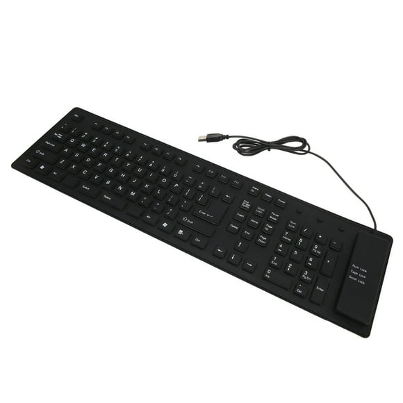 Waterproof Keyboard,109 Keys Foldable Silicone Soft Touch Keyboard USB Wired Keyboard Effortless Installation
