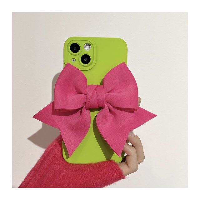 Fluorescence Matte Silicone Phone Case For iphone 15 14 12 13 Pro Max 11 X XR 7 Plus SE Cute 3D Bow Soft camera protective Cover FJH