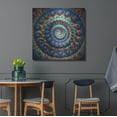 thumbnail image 4 of Luxe Metal Art 'Blue & Gold Swirl' by Rey Klimt Metal Wall Art, 36" x 36", 4 of 9