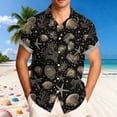 thumbnail image 2 of FRSASU Mens Hawaiian Shirts Summer Beach Graphic Button Down Short Sleeve Tropical Holiday Beach Shirt Black-D, 2 of 6