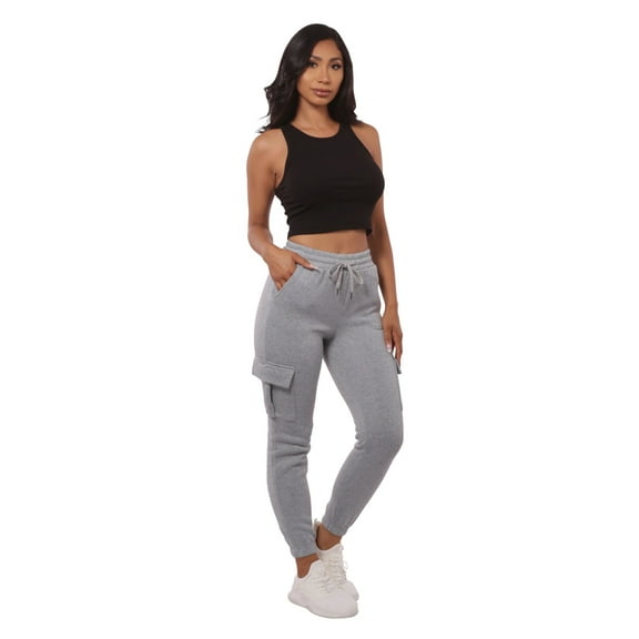 Soft Fleece Lined Cargo Sweatpants - Light Heather Gray