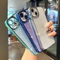 thumbnail image 6 of Compatible with iPhone 13 Case for Women Girls, Glitter Luxury Cute Flexible Plating, Shockproof Full Camera Lens Protective Phone Cases for iPhone 13 Cute 6.1''- Green, 6 of 12