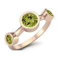 thumbnail image 2 of 4mm Round Peridot 925 Sterling Silver Rose Vermeil Three Stone Women Valentines Day Gifts Ring, 2 of 3